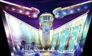The Magical Library with waterfalls and the girl's symbol on top