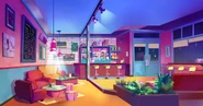 Evening inside the Smoothie Bar