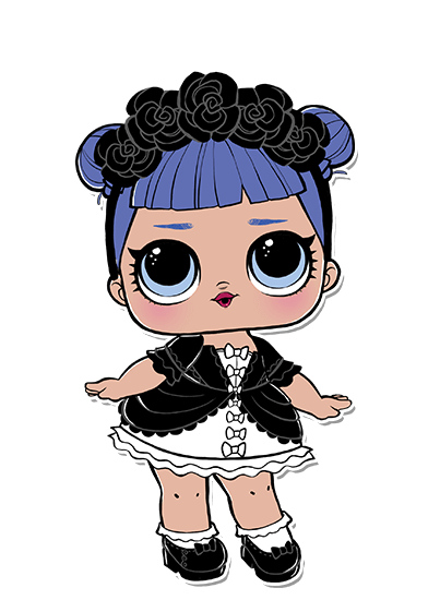 black and white hair lol doll