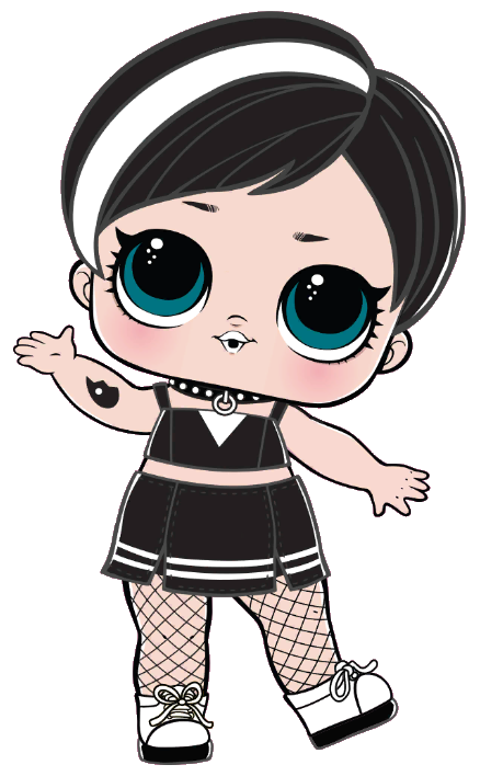 lol doll with black and white hair