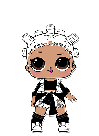 black and white hair lol doll