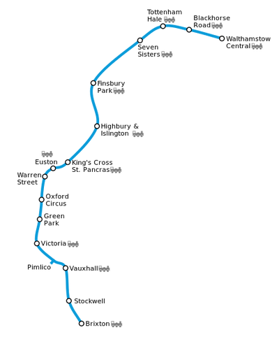 Geographically accurate map of the Victoria line