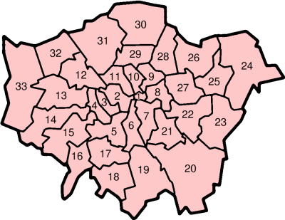 London 32 Boroughs Map List Of Greater London Boroughs | London Wiki | Fandom