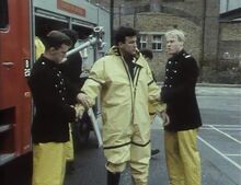 George in Chemical protection suit