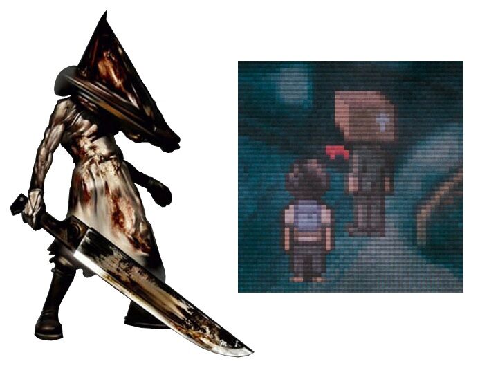 Silent Hill (series): How does Pyramid Head grunt without a mouth