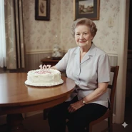 Gromdy on her 107th birthday in July 2009.