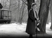 Gromdy at the age of 87 in December 1989 at her family farm where she grew up.