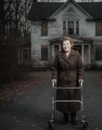 Gromdy at the age of 105 in November 2007, while visiting the house where her oldest brother, Henry (1868-1968) lived.