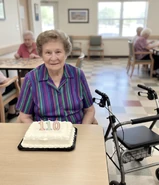 Gromdy on her 110th birthday in July 2012.