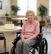 Gromdy on her 120th birthday in July 2022.