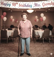 Gromdy on her 98th birthday in July 2000.