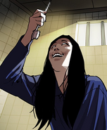 Wally sharpening a toothbrush