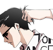 Eli grabbing Gun by his hair