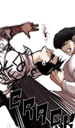 Gun getting hit in the back by Eli