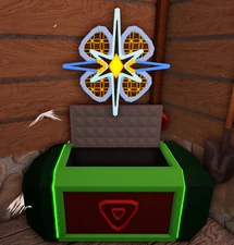 An opened item box, rewarding the player a Frost Blossom Disc.