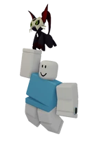 A player being carried by a Duskit.