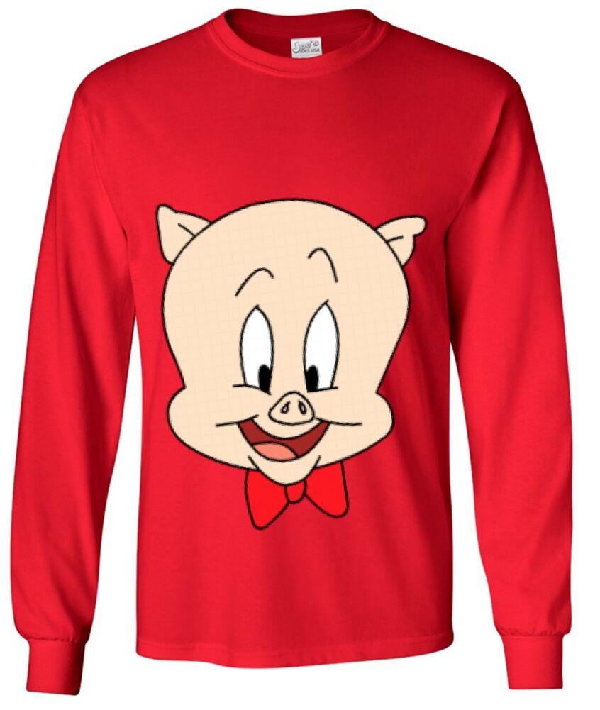Camiseta Camisa Pork Pig Looney Desenho Criança Kids Tv F02_x000D_
