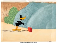 StuporDuckProductionBackground&Don'tAxeMeDaffyDuckCel.jpg (1.07 MB) Production background with a Daffy Duck cel from "Don't Axe Me"