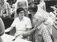 Clampett with his wife Sody and Ollie Johnston.