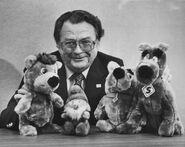 Don with dolls of Hanna-Barbera characters that he had voiced