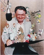 Don with Hanna-Barbera characters that he voiced