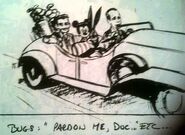 Storyboard for the deleted Marvin Acme funeral scene with Bugs Bunny and Mickey Mouse with Clark Gable and Humphrey Bogart