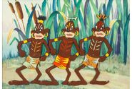 Production background with Jungle Natives cel from "The Isle of Pingo Pongo"