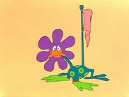 Daffy as a weird flower-headed creature