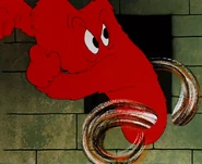 Gossamer angrily chasing after Bugs 2.