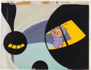 Production background with a Porky Pig cel from "Duck Dodgers and the Return of the 24½th Century"