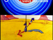 The Road Runner pulls the sign down like a window shade in "Whoa, Be-Gone!"