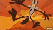 The canyon fall gag in this cartoon