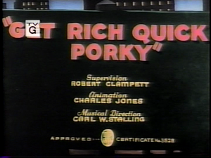 Get Rich Quick Porky - computer-colorized title