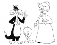 Tweety with Granny and Sylvester