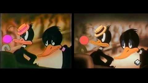 Comparison between the redrawn and computer colorized editions of "The Henpecked Duck (1941)".