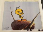 Production background with a Tweety production cel