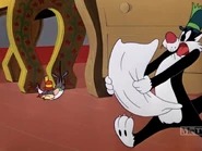 Champin's characters make wild movements, with straight-lined limbs.