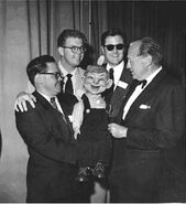 Stan with Daws Butler, Bob Clampett, and Jack Benny