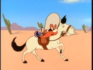 Sam rides in on the scene.