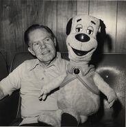 Daws with a plush of Huckleberry Hound