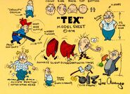 A model sheet of Tex drawn by himself