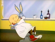 Bugs Bunny forces Elmer Fudd into a barber's chair for a series of outlandish treatments.