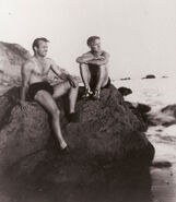 A young Tex at the shore with animator Jim Pabian c. 1930