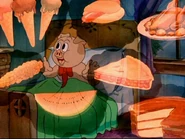 Piggy always dreams of food.