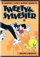 (2010) DVD Looney Tunes Super Stars' Tweety & Sylvester: Feline Fwenzy, (USA has Golden Collection print in low audio pitch; European box has the 1998 WB dubbed version transfer without the dubbed notice)