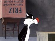 A box for Friz is behind Sylvester