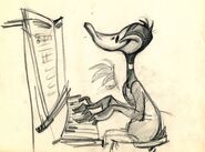 Storyboard of Daffy playing a piano during the duel scene. Drawn by Chuck Jones