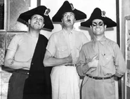 Tedd (middle) as Adolf Hitler with Michael Maltese (left) as Benito Mussolini and Henry Binder (right) as Hirohito or Hideki Tojo