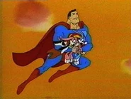 Superman makes a cameo, saving Babs and Buster Bunny and Byron Basset