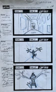 "Submarine" storyboard showing Daffy screaming and running towards the foreground
